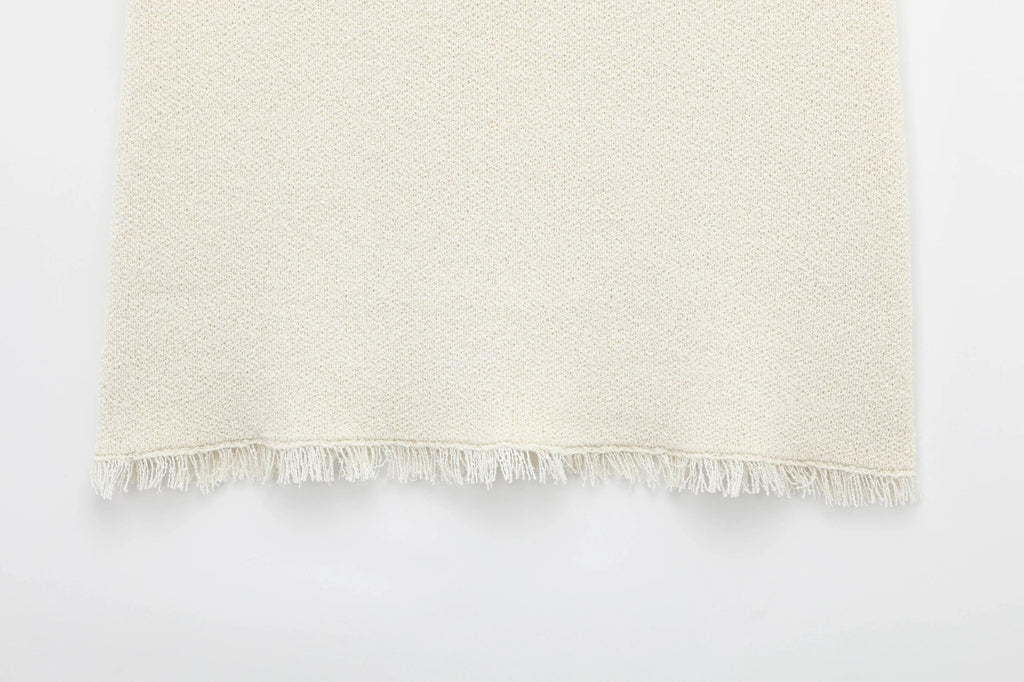 Women's Spring Knitted Short-Sleeved Jacket and Skirt Set with Bow Accent and Round Neck