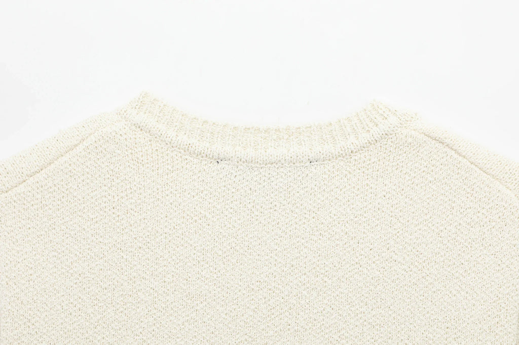 Women's Spring Knitted Short-Sleeved Jacket and Skirt Set with Bow Accent and Round Neck