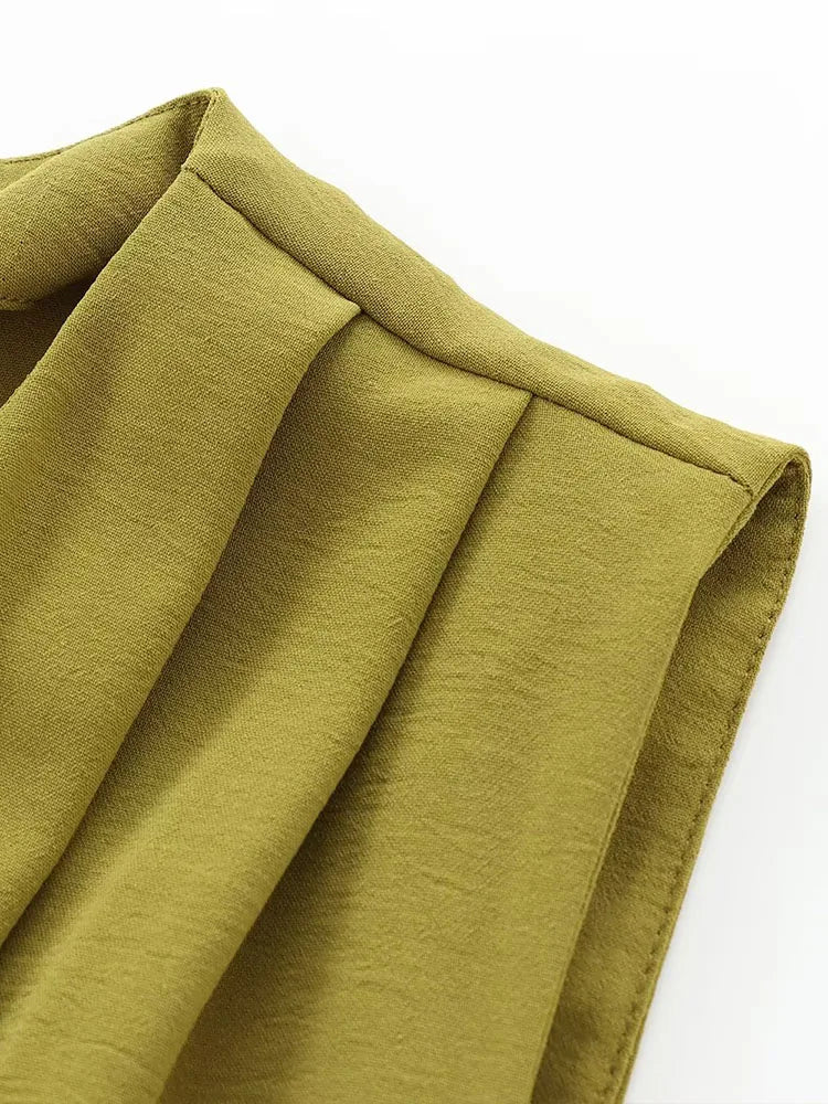 Elegant Sleeveless Long Dress with Open Design and Buckle Decorations for Autumn and Winter Fashion