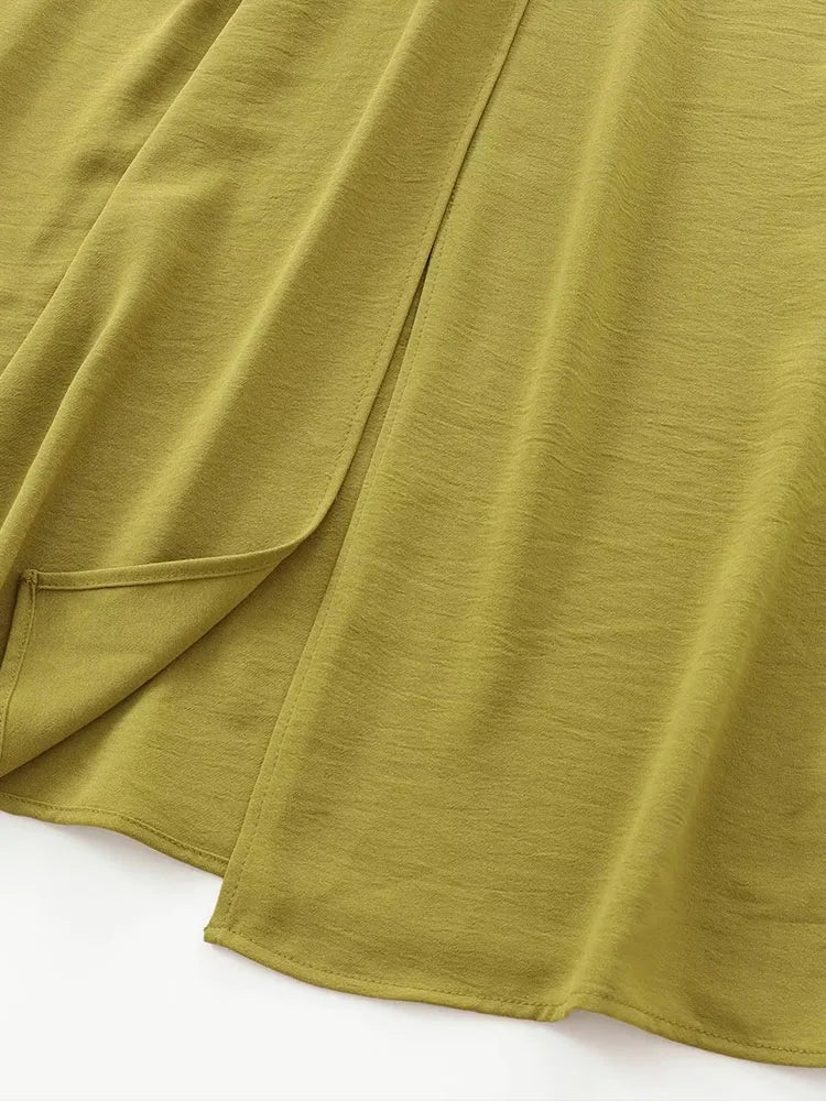 Elegant Sleeveless Long Dress with Open Design and Buckle Decorations for Autumn and Winter Fashion