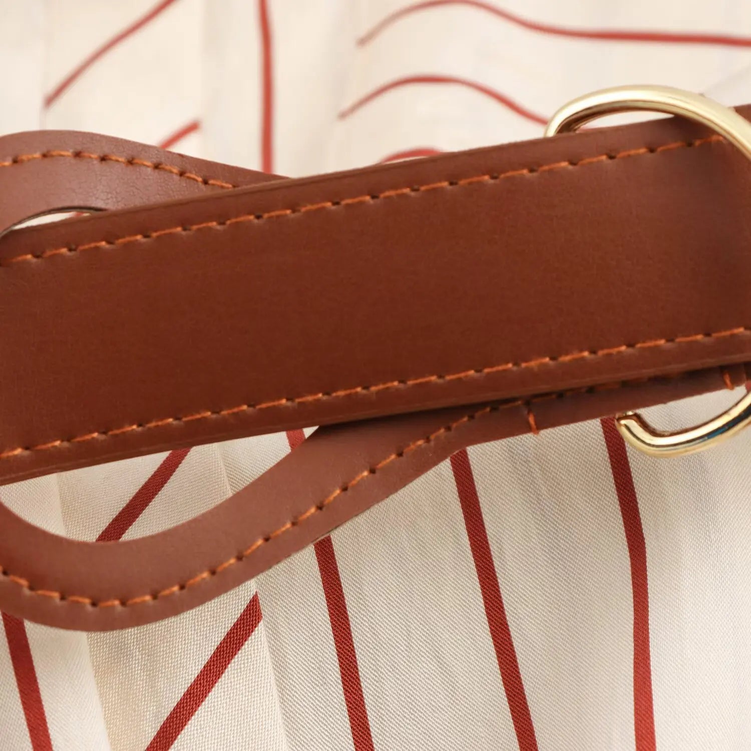 Women's Spring Long Sleeve Dress with Lapel Collar Belt and Pockets in Striped Print