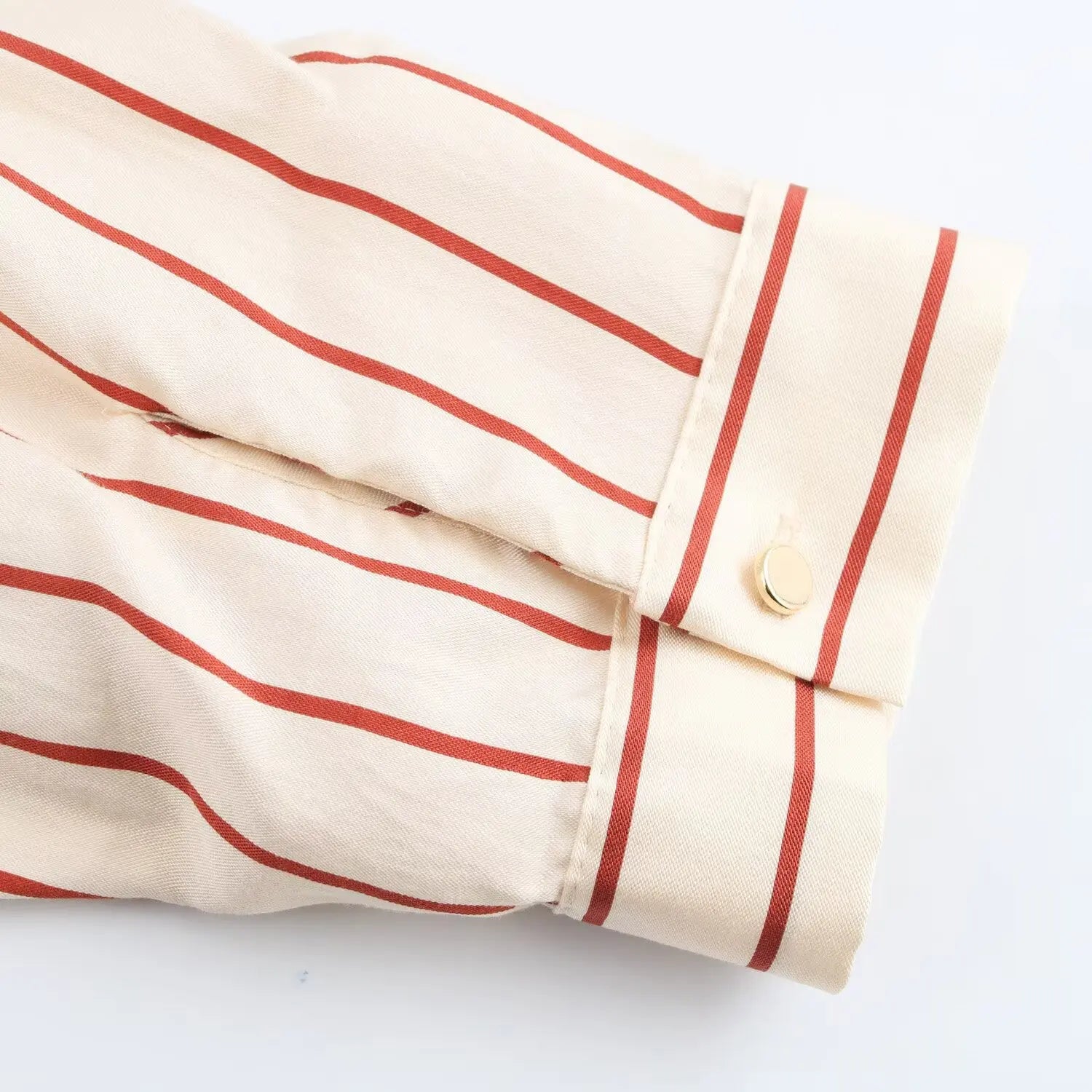 Women's Spring Long Sleeve Dress with Lapel Collar Belt and Pockets in Striped Print