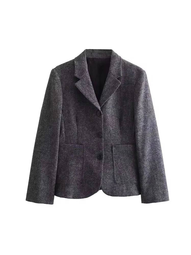 Women's Casual Commuter Two-Piece Suit Set with Single-Breasted Blazer and High-Waisted A-Line Skirt for Autumn and Winter