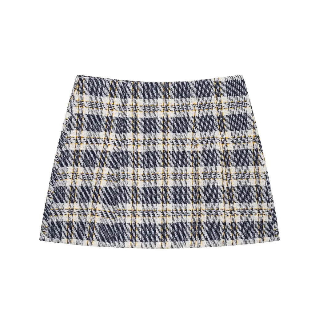 Women's Sleeveless Button-Front Plaid Vest and Mini Skirt Two-Piece Set for Stylish Summer Look