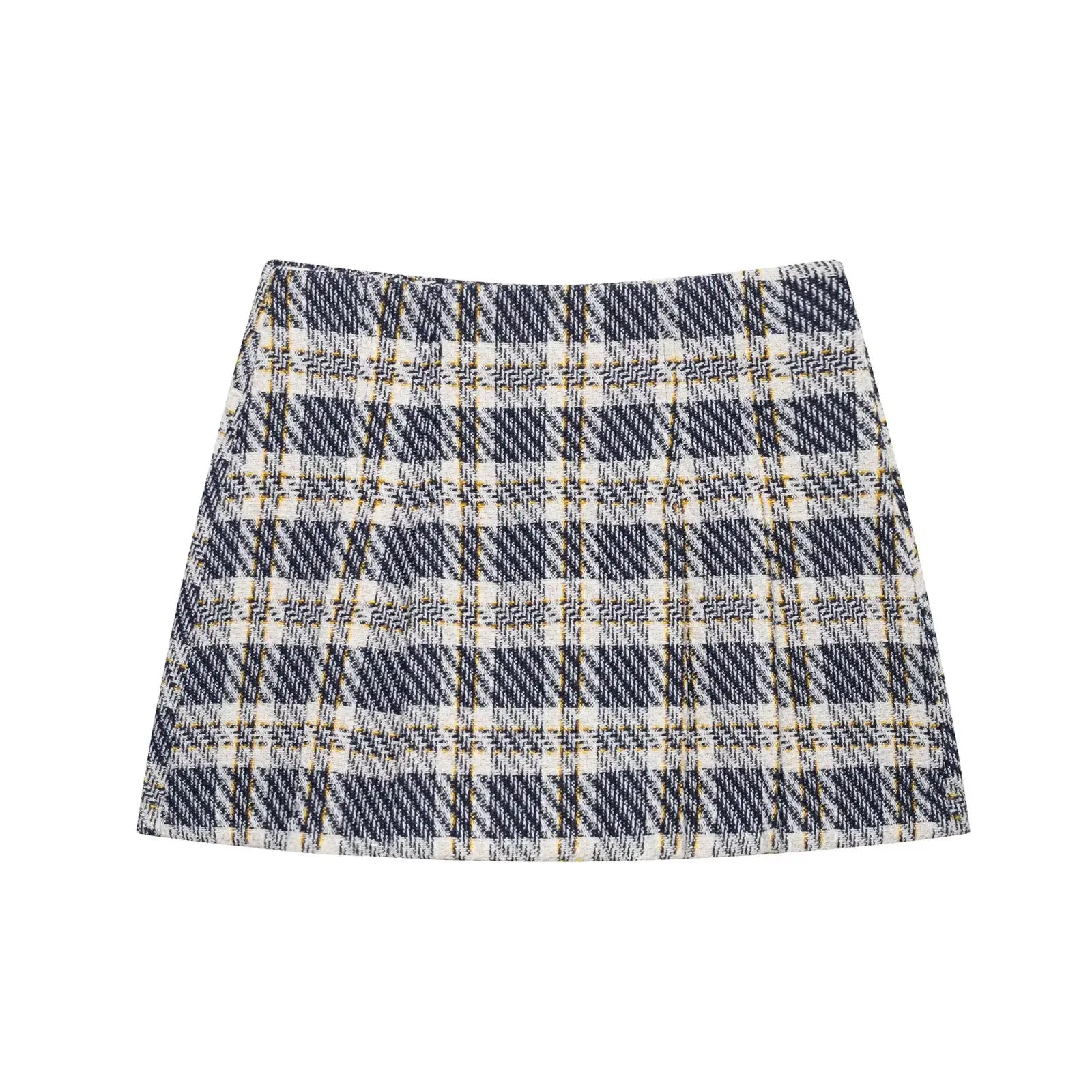 Women's Sleeveless Button-Front Plaid Vest and Mini Skirt Two-Piece Set for Stylish Summer Look