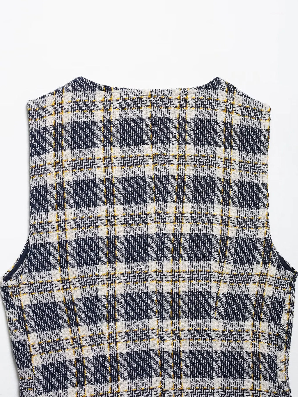 Women's Sleeveless Button-Front Plaid Vest and Mini Skirt Two-Piece Set for Stylish Summer Look