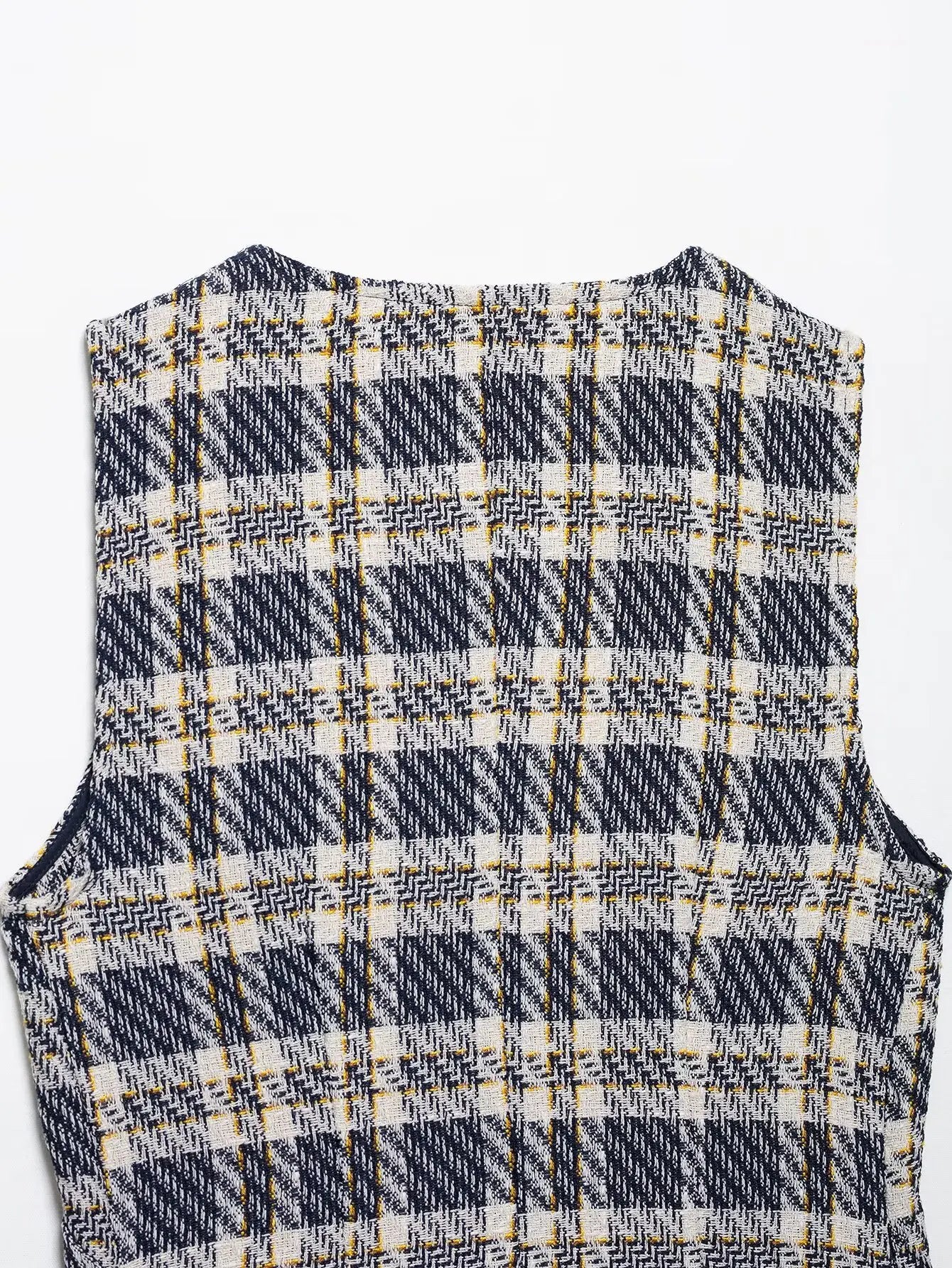 Women's Sleeveless Button-Front Plaid Vest and Mini Skirt Two-Piece Set for Stylish Summer Look