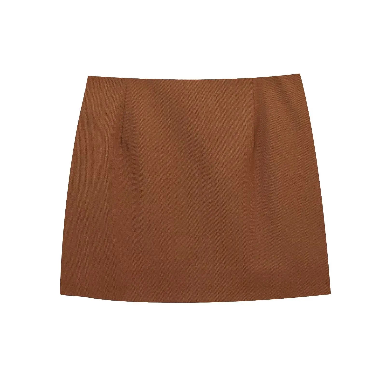 Women's Retro Slim Fit Vest and High Waist Mini Skirt Set V Neck Single-Breasted Solid Color Chic Summer Outfit