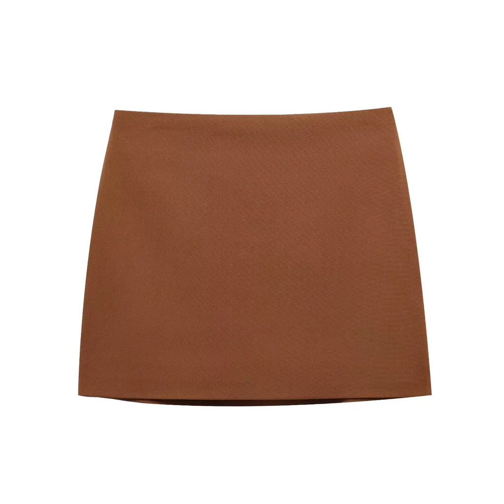 Women's Retro Slim Fit Vest and High Waist Mini Skirt Set V Neck Single-Breasted Solid Color Chic Summer Outfit