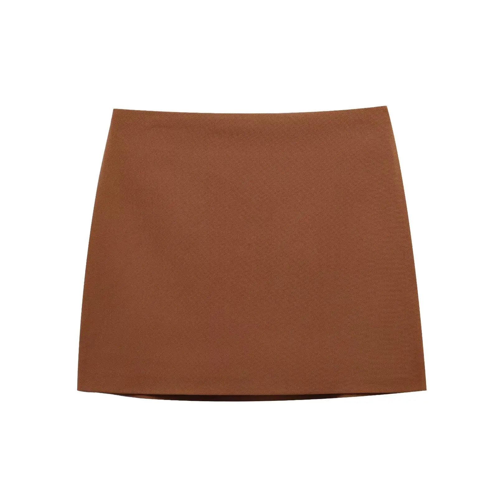 Women's Retro Slim Fit Vest and High Waist Mini Skirt Set V Neck Single-Breasted Solid Color Chic Summer Outfit