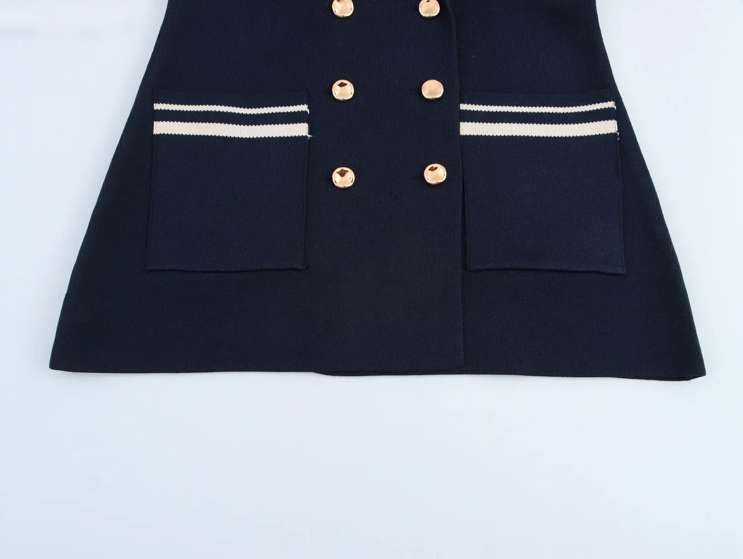 Women's Loose Knitted Blazer and High Waist A-Line Skirt Set with Lapel Double Breasted Pocket Jacket Chic Spring Suit