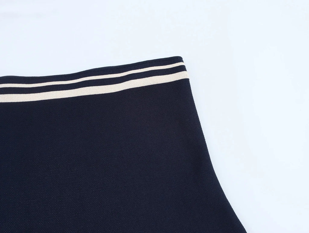 Women's Loose Knitted Blazer and High Waist A-Line Skirt Set with Lapel Double Breasted Pocket Jacket Chic Spring Suit