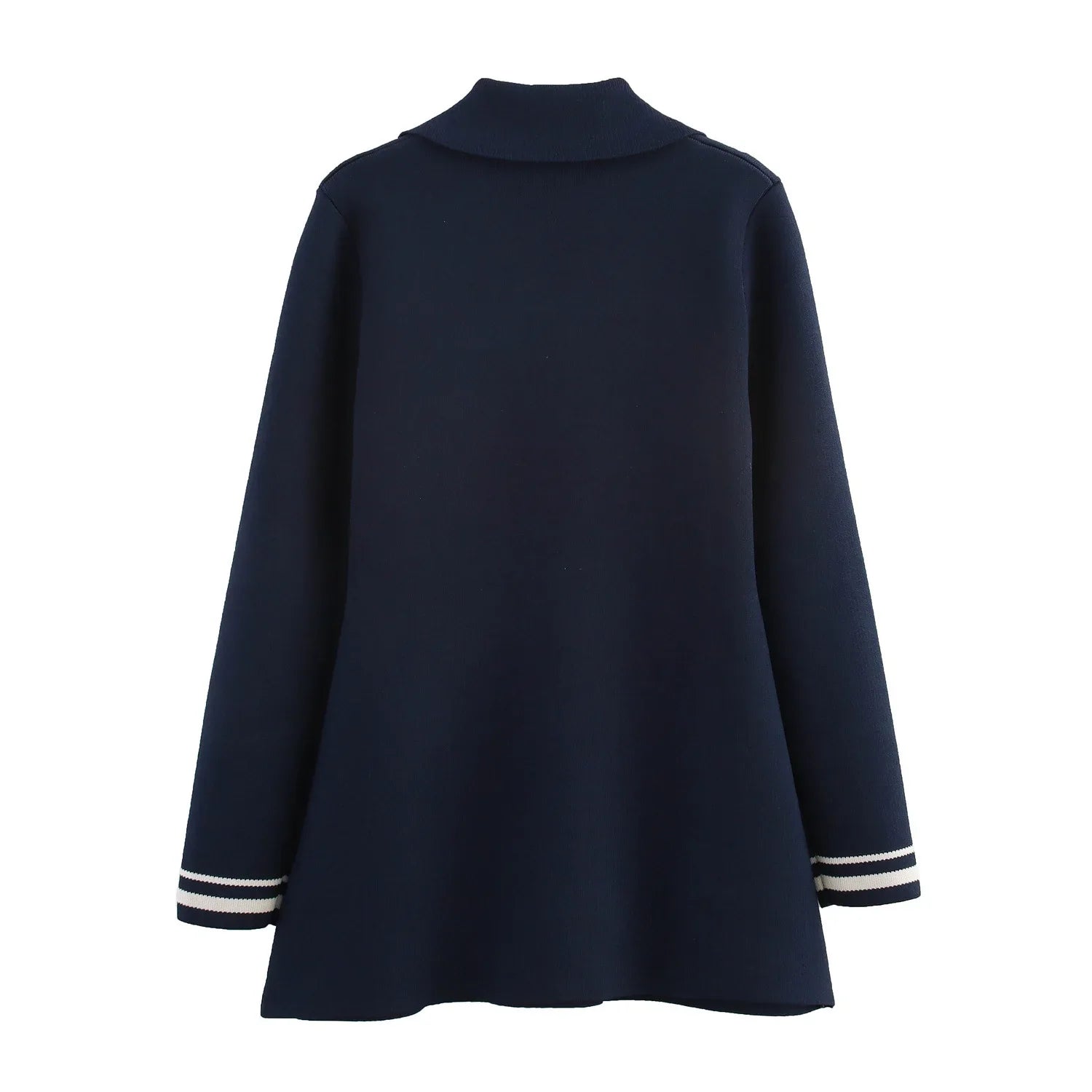 Women's Loose Knitted Blazer and High Waist A-Line Skirt Set with Lapel Double Breasted Pocket Jacket Chic Spring Suit