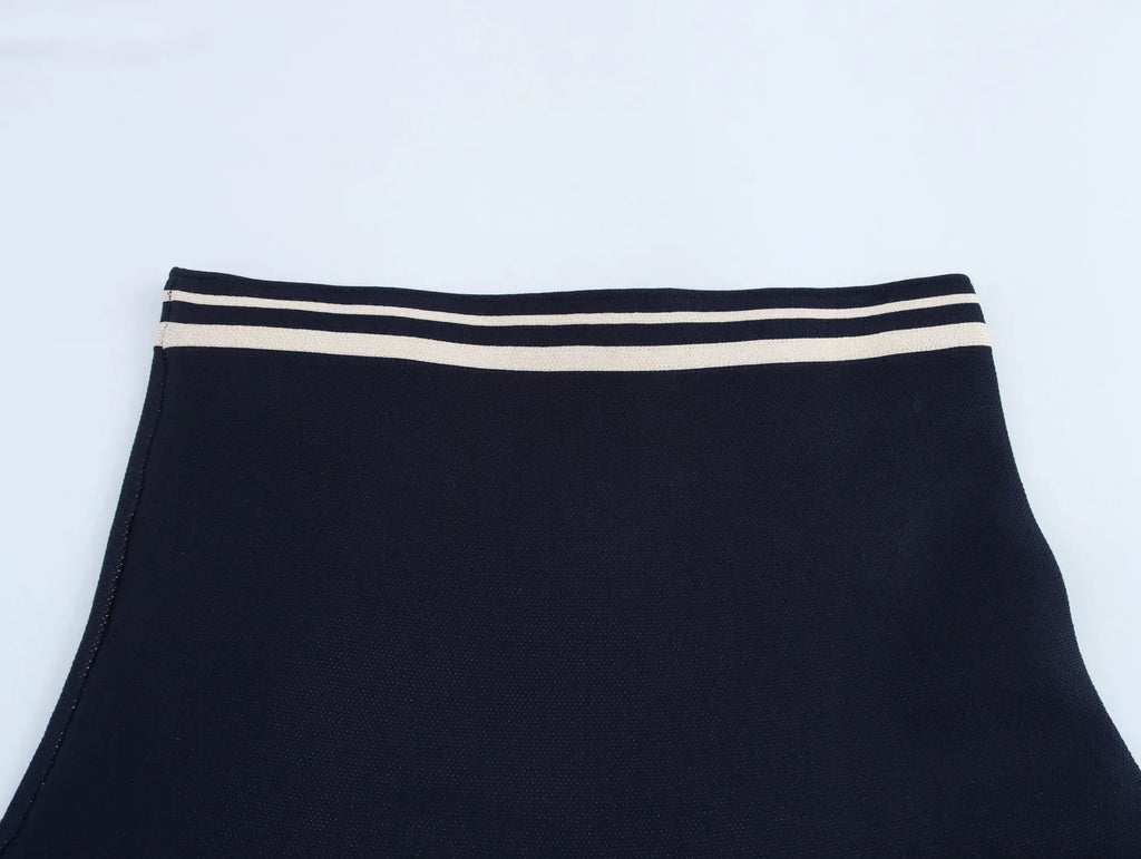 Women's Loose Knitted Blazer and High Waist A-Line Skirt Set with Lapel Double Breasted Pocket Jacket Chic Spring Suit