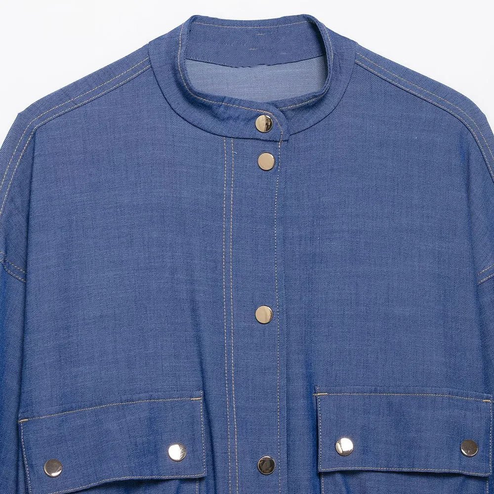 Women's Pilot Jacket and Skirt Set with Round Neck Long Sleeve Top, Belted Waist, Side Zipper Midi Skirt, Casual Chic Spring Summer Outfit